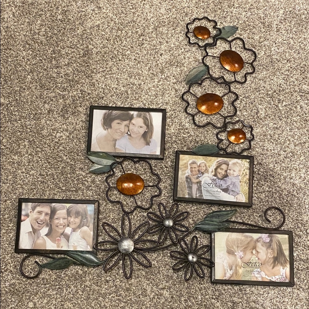 Fetco Jardana Decorative Floral Photo Frame with Orange and Silver Accents. - Picture 3 of 15